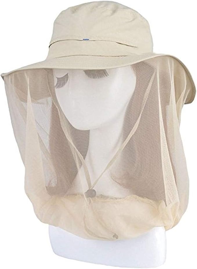 Mosquito Head Net Hat, Safari Sun Hat with Veil Mesh Protection from Insect