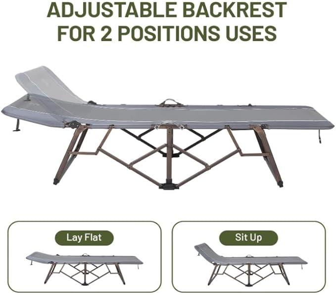TIMBER RIDGE Portable XL Folding Camping Cot for Adults - Ultra Fast Setup, Heavy Duty 300 LBS Support, Gray