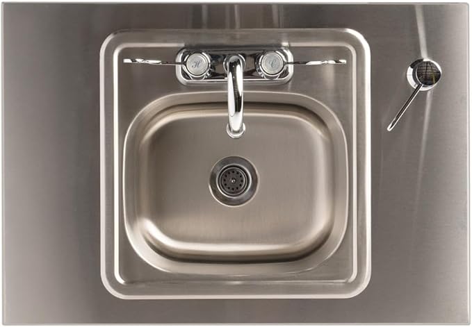 Ozark River Portable Sinks, Advantage S1D, Maple Laminate Cabinet-Stainless Countertop, Hot Water Hand Washing Station with Countertop & Storage Space, Self Contained Sink, Portable Hand Washing Sink