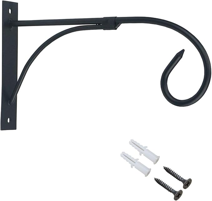 Tinsow Plant Bracket Iron Wall Hooks Straight Downcurled Hanging for Wind Chimes, Flower Baskets, Decorative Plants, Lantern, Wind Spinners, Bird Feeders, Indoor or Outdoor Decoration