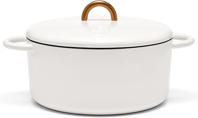 Great Jones Dutch Baby Dutch Oven with Lid (Salt, 3.5-Quart) | Enameled Cast Iron, Round Shape | Safe for Stovetops & Ovens up to 500°F | Space-Saving & Dishwasher-Friendly | Small-Batch Cooking