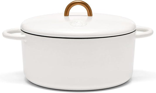 Great Jones Dutch Baby Dutch Oven with Lid (Salt, 3.5-Quart) | Enameled Cast Iron, Round Shape | Safe for Stovetops & Ovens up to 500°F | Space-Saving & Dishwasher-Friendly | Small-Batch Cooking