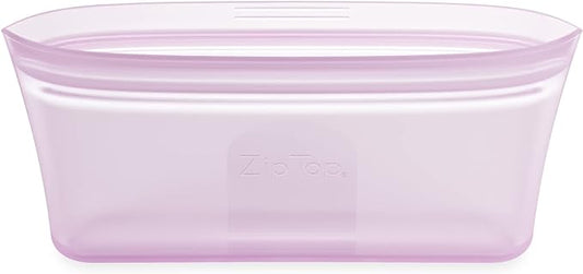 Zip Top Reusable Food Storage Bags | Snack Bag [Lavender] | Silicone Meal Prep Container | Microwave, Dishwasher and Freezer Safe | Made in the USA