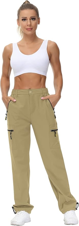 VVK Women's Hiking Cargo Pants Lightweight Quick Dry Outdoor Athletic Pants Camping Climbing Golf Zipper Pockets