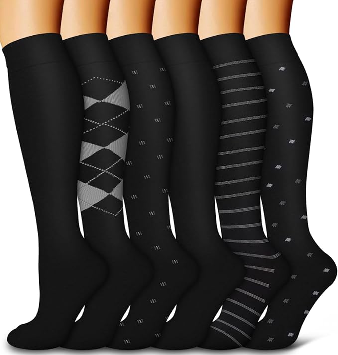 6 Pack Copper Compression Socks for Women and Men Circulation-Best Support for Medical, Running,Nursing,Athletic
