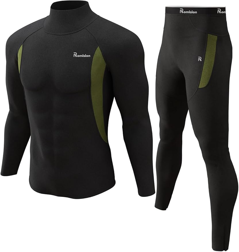 romision Thermal Underwear for Men Long Johns Fleece Lined Hunting Gear Bottom Top Set Base Layer for Cold Weather Gift