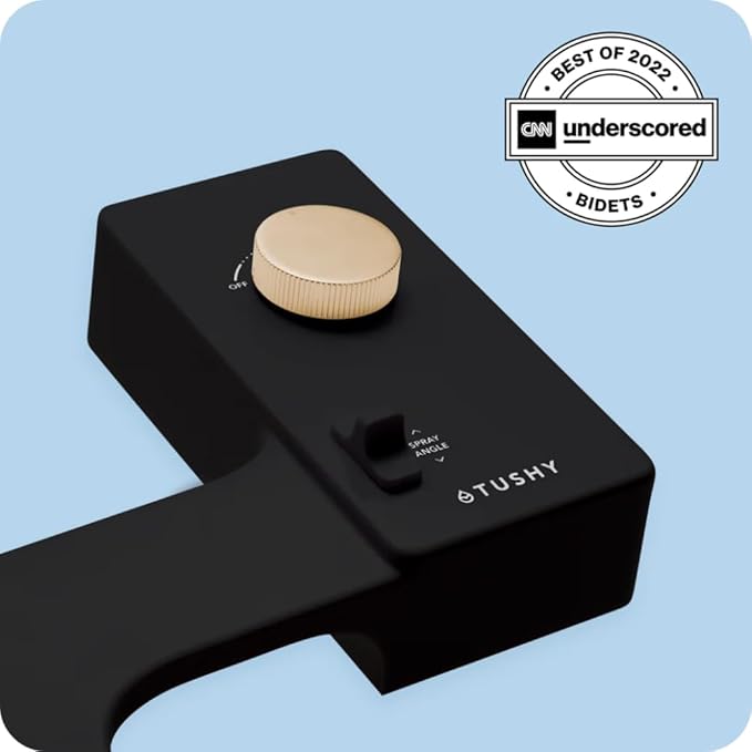 TUSHY Classic 3.0 Bidet | Slim Universal Toilet Seat Attachment. Simple Install <10 Minutes. Non-Electric Self Cleaning Water Sprayer with Adjustable Pressure Nozzle and Angle Control. (Black/Gold)