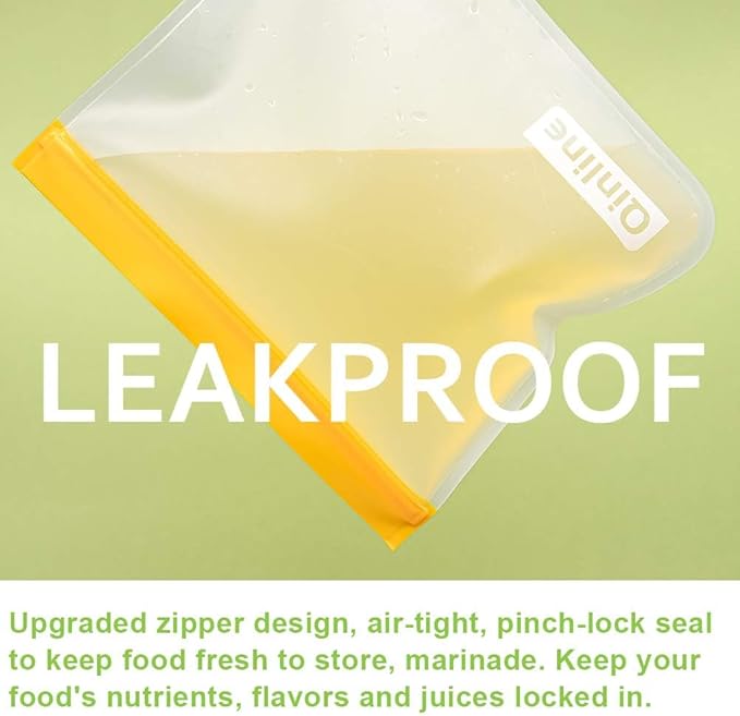 Reusable Food Storage Bags - 10 Pack Freezer Bags, Reusable Bags Silicone, Extra Thick Leakproof Reusable Lunch Bag for Salad Fruit Snack Travel - 2 Gallon 4 Sandwich 4 Snack Bags