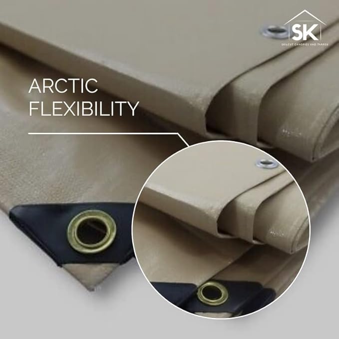 16 Mil Extra Heavy Duty Poly Tarp - Waterproof Tarp with True Size, UV Protection, Tear Resistance, Arctic Flexibility & Reinforced Corners 7x20