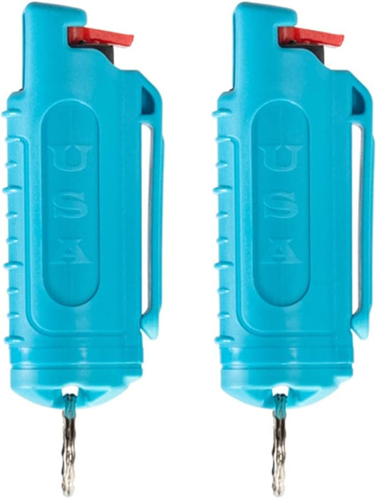 Police Magnum Keychain Pepper Spray Self Defense Belt Clip Holder - 2 Pack Tactical Maximum Strength OC with Dye - Small Safety Key Chains for Women & Men - Made in The USA