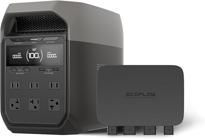 EF ECOFLOW 800W Alternator Charger with Delta 3 Portable Power Station,Jump Starter 8× Faster Than Cigarette Chargers