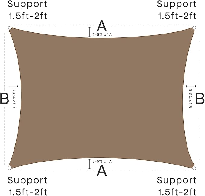 Sun Shade Sail Canopy, 10' x 13' Rectangle 95% UV Block Shade Cover for Outdoor, Backyard Patio, Lawn, Garden, Sandbox Carpor Mocha