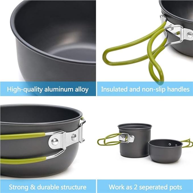 5pcs -20pcs Set TMKOOL Camping Cookware Mess Kit Outdoor Hiking Backpacking Picnic Cooking Bowl Non Stick Pot