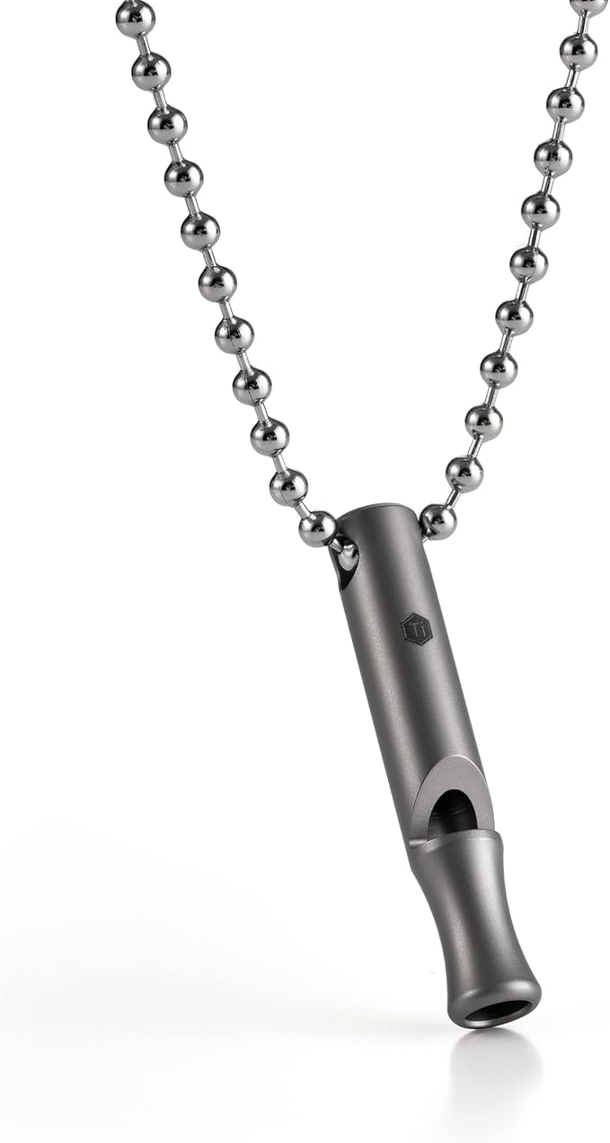 KeyUnity Titanium EDC Whistle Outdoor Emergency Whistle for Keychain, Comes with Necklace to Hang on Neck