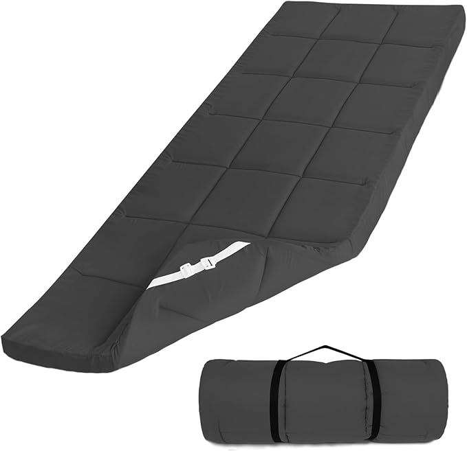 SPRINGSPIRIT Cot Mattress Topper (Improved Thickness), Foam Quilted Pads for Camping, Soft Comfortable Sleeping Cot Mattress Pad Only, Camping Pad 75"x30" for Camp Cot/Rv Bunk/Narrow Twin Beds, Navy