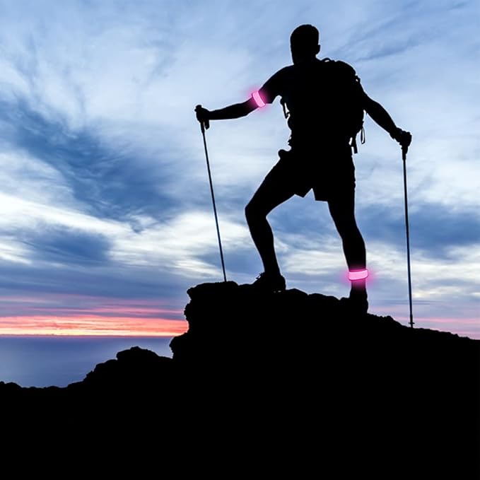 Pack of 6 LED Light Up Band Slap Bracelets Night Safety Wrist Band for Cycling Walking Running Concert Camping Outdoor Sports