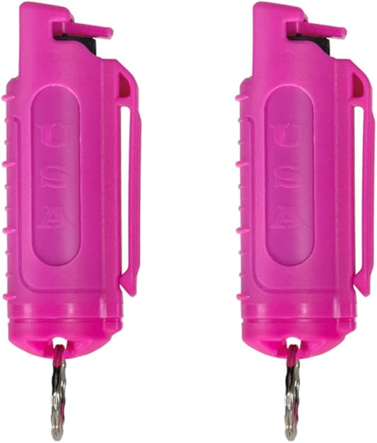 Police Magnum Keychain Pepper Spray Self Defense Belt Clip Holder - 2 Pack Tactical Maximum Strength OC with Dye - Small Safety Key Chains for Women & Men - Made in The USA
