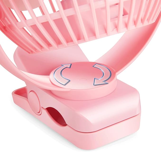 Viniper 6 inch USB Clip on Fan, Portable Small Desk Fan : 360° Rotation, 3 Speeds Wind Table Fan, Quiet Powerful for Home,Office (USB Powered Fan Not Rechargeable) - Pink