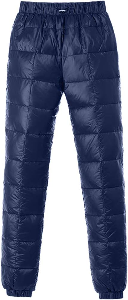 Men's Winter Warm Loose Utility Down Pants Sassy High Waisted Nylon Compression Snow Trousers