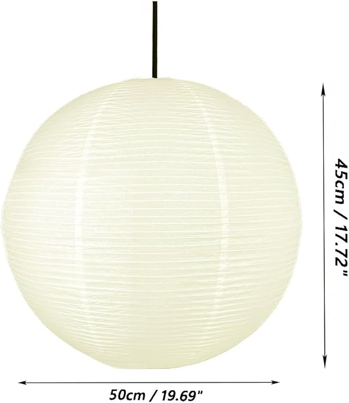 2Pack Paper Lamp Shade,50cm(19.69") Pendant Lamp Shade Round Large Paper Lantern Hanging Light Rice Paper Lantern Lampshade for Living Room Bedroom Dining Room Kids (2Pack White)