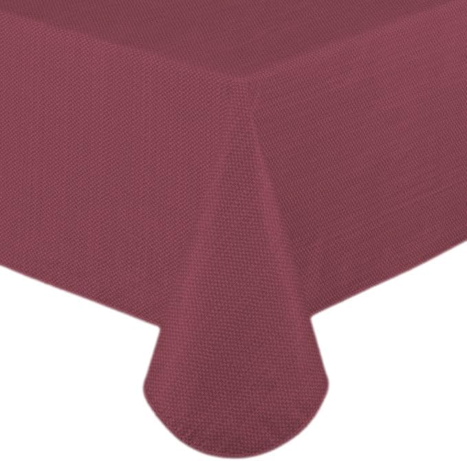 LAMINET Stitched Edge Drop Tablecloth - Basketweave (Red) - Oval - Fits Tables up to 54 x 72
