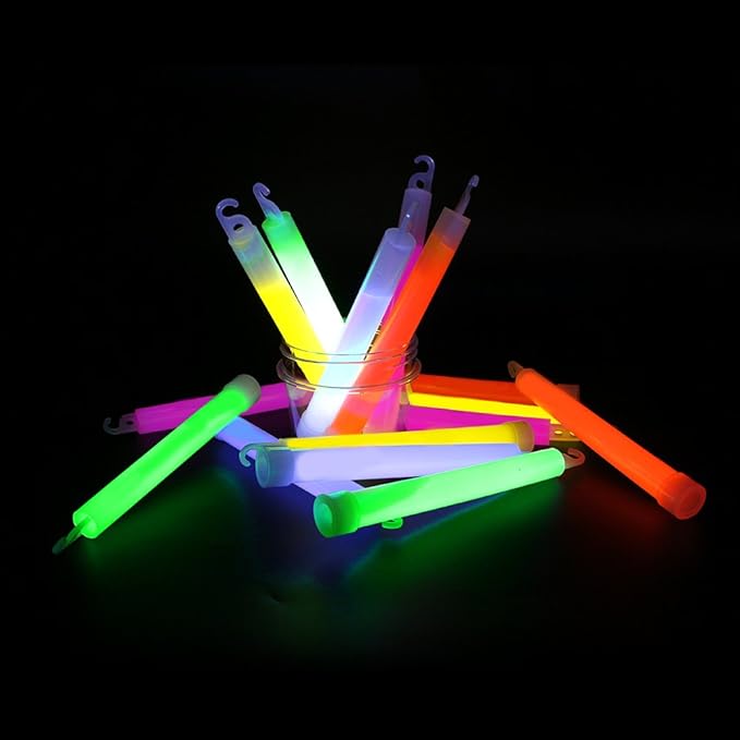 novelinks 50 Pcs 6'' Premium Glow Sticks Bulk - Ultra Bright Large Glow Necklaces Light up Glow in The Dark , Emergency Glow Sticks, Long-lasting Lighting Waterproof