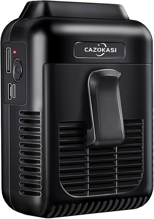 CAZOKASI Upgrade Waist Clip Fan Wearable Fan Portable Cooling and Heatstroke Prevention Fan (Industrial orange black) (Black / 8000mAh)