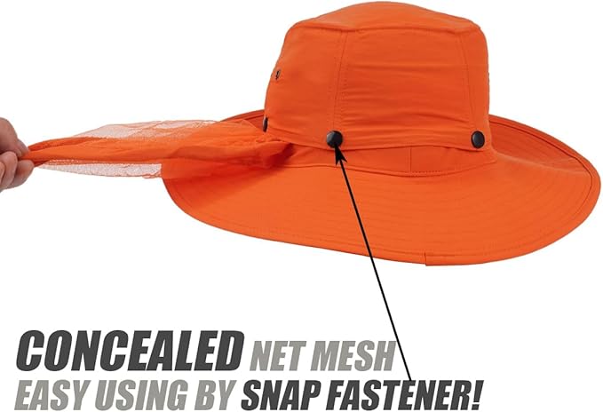 USHAKE Head Net Hat, Safari Hat Sun Hat Bucket Hat with Hidden Net Mesh