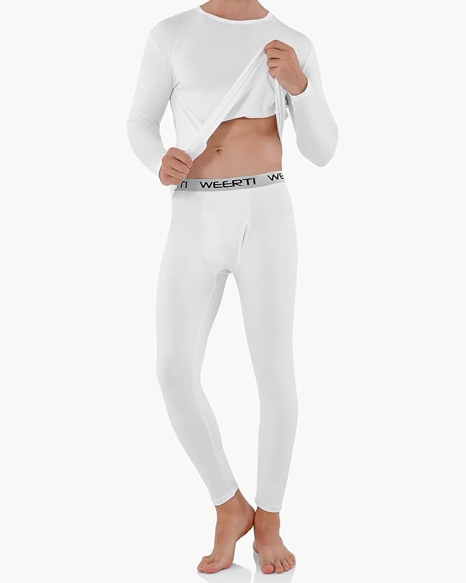 WEERTI Thermal Underwear for Men Long Johns with Fleece Lined, Base Layer Men Cold Weather Top Bottom