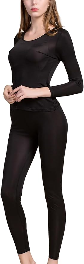Grenasasilk Womens Silk Long Underwear Mulberry-silk Long Johns Thermal Underwear Sets Cold Weather Base Layer