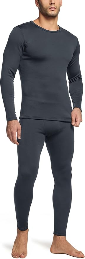 TSLA Men's Thermal Underwear Set, Microfiber Soft Fleece Lined Long Johns, Winter Warm Base Layer Top & Bottom