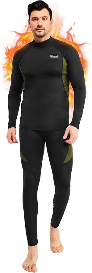 romision Thermal Underwear for Men Long Johns Fleece Lined Hunting Gear Bottom Top Set Base Layer for Cold Weather Gift
