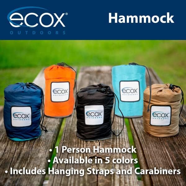 Outdoors Parachute Hammock Single with 2 Tree Straps, Portable Lightweight Nylon Comfortable for Backpacking, Camping, Travel, Beach, Backyard, Patio, Hiking