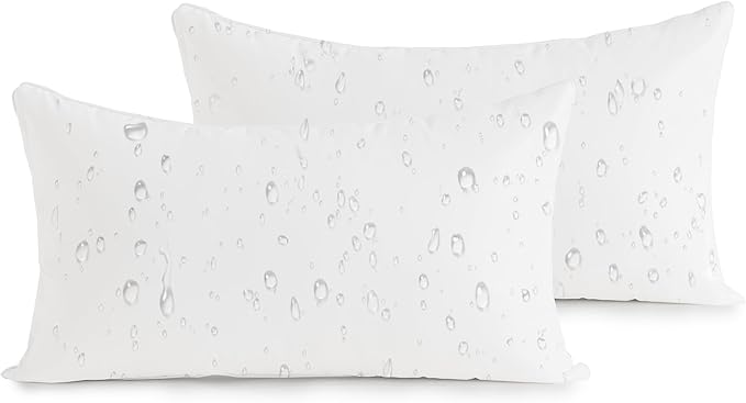 Oubonun 12x20 Outdoor Pillow Inserts (Pack of 2) - Square Waterproof Throw Pillow - Decorative Throw Pillows Insert for Couch Sofa Bed Patio Furniture - White Pillows
