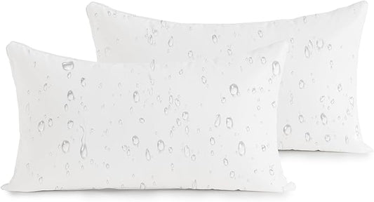Oubonun 12x20 Outdoor Pillow Inserts (Pack of 2) - Square Waterproof Throw Pillow - Decorative Throw Pillows Insert for Couch Sofa Bed Patio Furniture - White Pillows