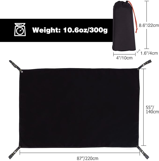 REDCAMP Ultralight Tent Footprint for 1-2 Person Tent, Multifunctional Waterproof Camping Tarp for Outdoor Hiking, Lightweight and Compact, 87"x55"