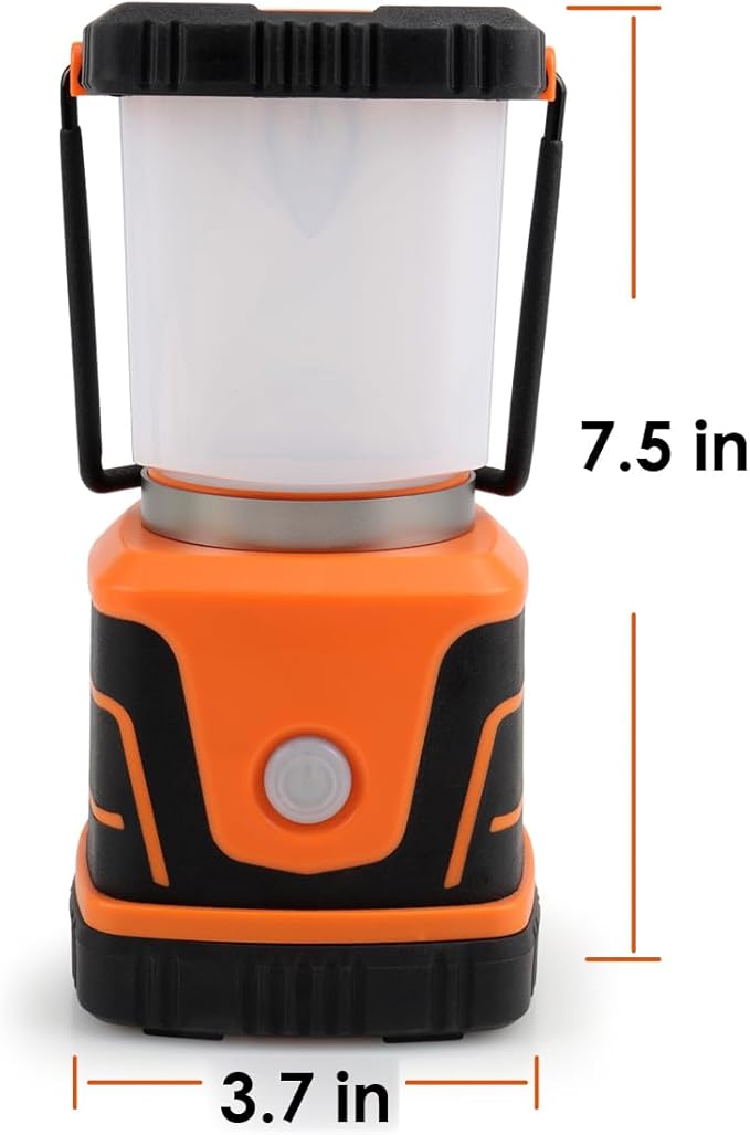 LED Camping lamp Super Bright 1500 lumens 4 Light Modes Dimmable searchlight Battery-Powered Emergency lamp Suitable for Night Hiking Tent Lighting Emergencies Power outages (Orange)