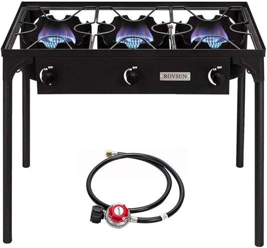 ROVSUN 2/3 Burner Outdoor Propane Gas Stove High Pressure Stand Cooker for Backyard Cooking Camping Home Brewing Canning Turkey Frying, 20 PSI CSA Listed Regulator
