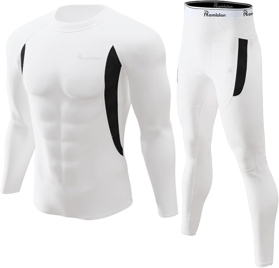 romision Thermal Underwear for Men Long Johns Fleece Lined Hunting Gear Bottom Top Set Base Layer for Cold Weather Gift