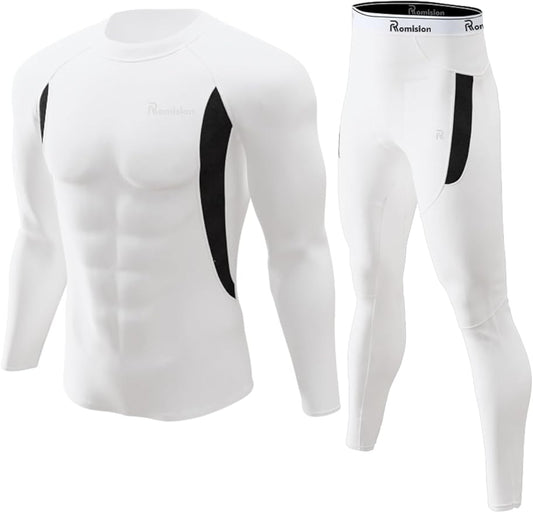 romision Thermal Underwear for Men Long Johns Fleece Lined Hunting Gear Bottom Top Set Base Layer for Cold Weather Gift