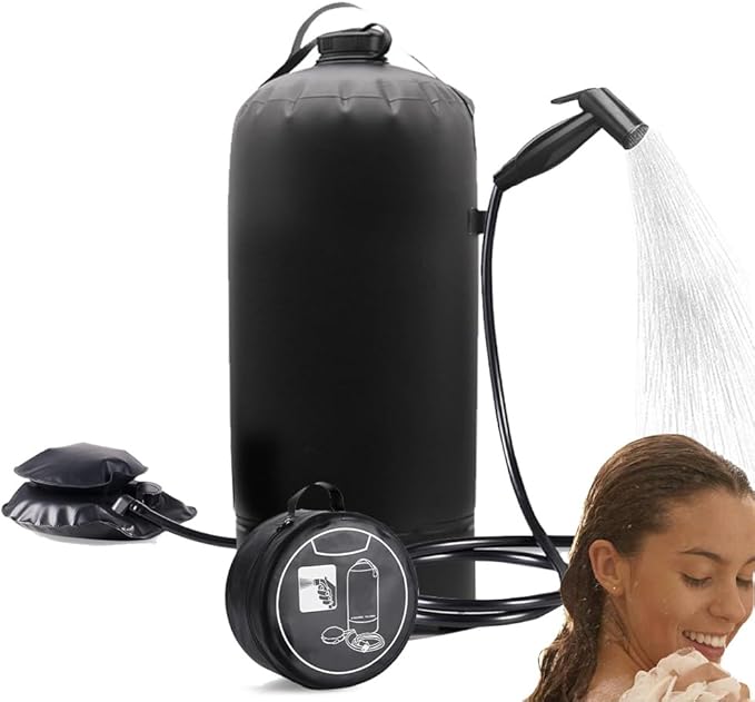 Portable Shower for Camping Outdoor, 3 Gallons Camping Shower Bag with Foot Pump - Camp Shower for Surfing, Traveling, Pet Cleaning, Car Washing, Beach & Emergency