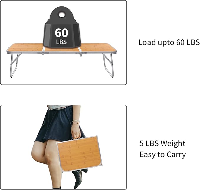 Small Camping Table 3FT Folding Picnic Table Foldable Low Camp Table Portable Short Aluminum Outdoor Short Floor Beach BBQ Yellow 35.2×15.7 inch