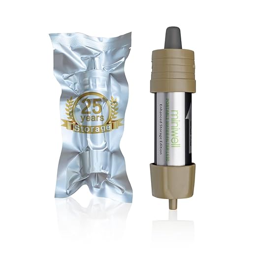 Miniwell L630 Portable Water Filter with Upgraded Vacuum Packaging - 25 Year Storage, Long Lasting and Versatile Usage Options, Single