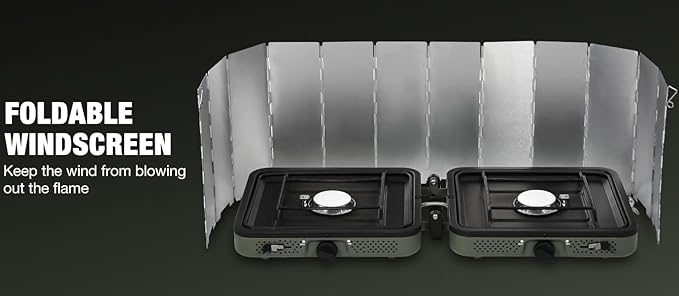 REDCAMP Folding Outdoor Stove Windscreen, Lightweight Butane Burner Windshield,12 Plates Aluminum Camping Stove Windshield with Carrying bag