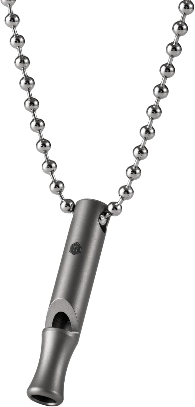 KeyUnity Titanium EDC Whistle Outdoor Emergency Whistle for Keychain, Comes with Necklace to Hang on Neck