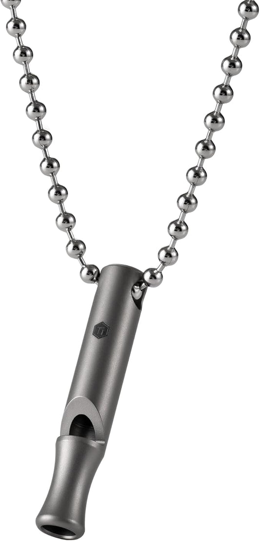 KeyUnity Titanium EDC Whistle Outdoor Emergency Whistle for Keychain, Comes with Necklace to Hang on Neck