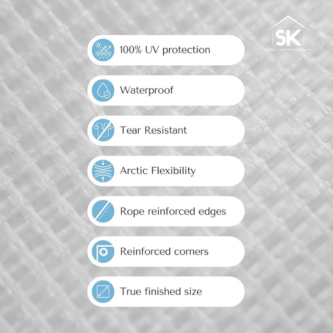 16 Mil Clear Poly Heavy Duty Tarp with Fiber Reinforcement - True Size Tarps with UV Protection, Tear Resistance, Flexibility, Reinforced Corners 7x10