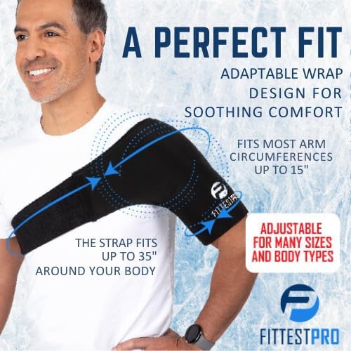Fittest Pro Shoulder Ice Pack Wrap, HSA or FSA Eligible, Reusable Cold Therapy Wrap for Tendonitis, Swelling, Rotator Cuff, and Recovery - Shoulder Brace Compression Sleeve