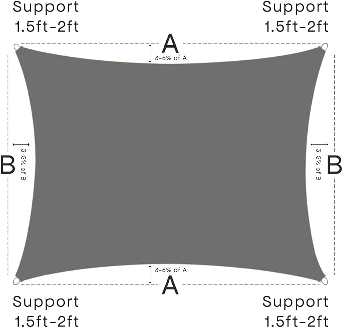 Sun Shade Sail Canopy, 10' x 13' Rectangle 95% UV Block Shade Cover for Outdoor, Backyard Patio, Lawn, Garden, Sandbox Carpor Dark Gray