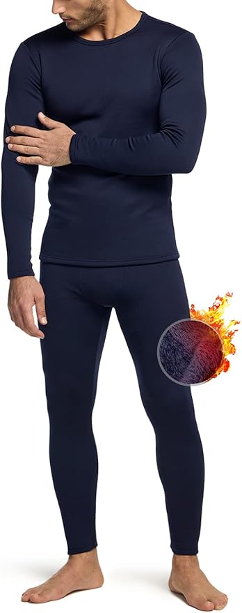TSLA Men's Thermal Underwear Set, Microfiber Soft Fleece Lined Long Johns, Winter Warm Base Layer Top & Bottom